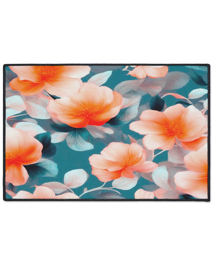 Orange Blossom Floral Bunch Heavy Duty Floor Mat, 18" x 27"