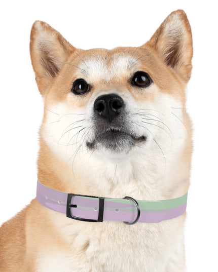 Pastel Lavender Purple and Soft Green Patches Large Dog Collar