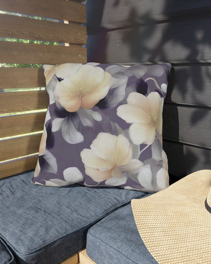White Blush Floral Bunch 18" x 18" Outdoor Pillow