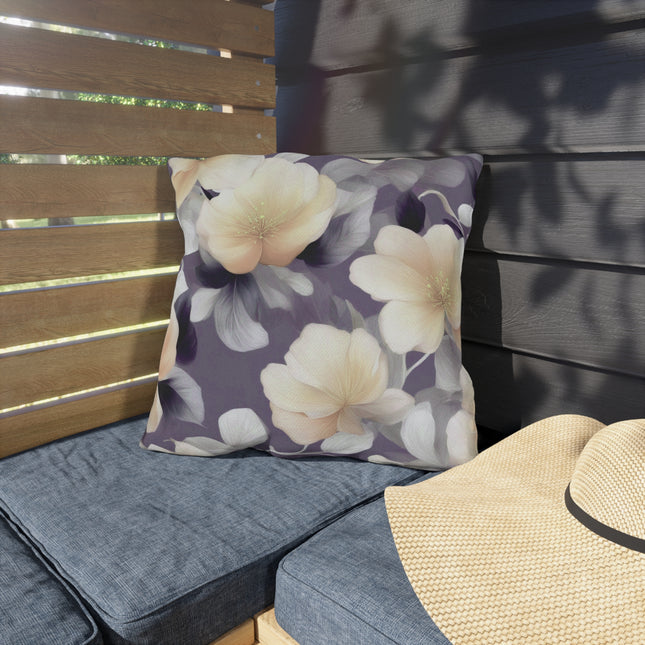 White Blush Floral Bunch 18" x 18" Outdoor Pillow