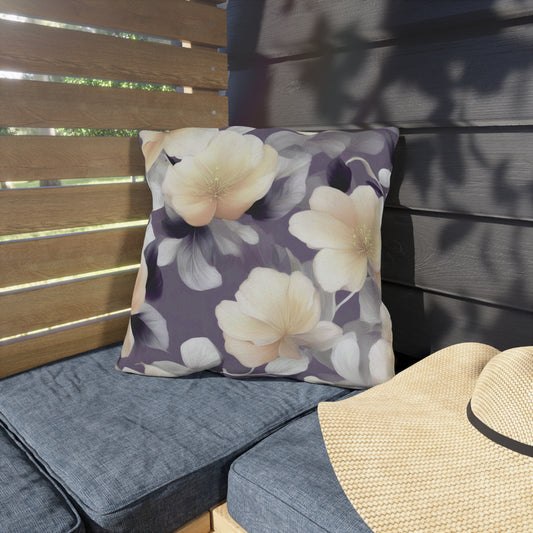 White Blush Floral Bunch 18" x 18" Outdoor Pillow