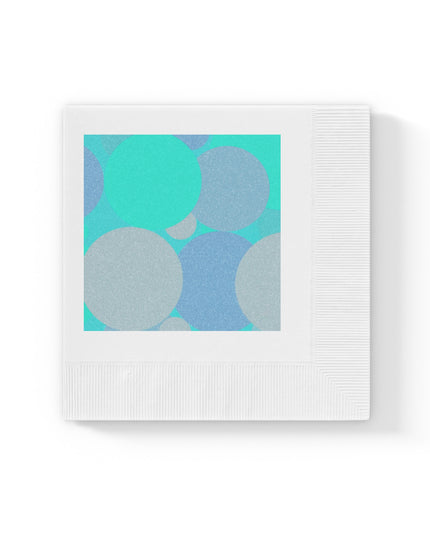Pastel Tan and Tif Patches White Coined Napkins, 4.8" x 4.8"