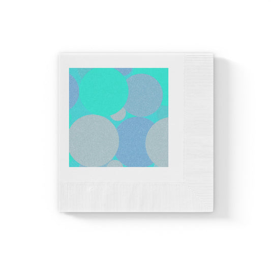 Pastel Tan and Tif Patches White Coined Napkins, 4.8" x 4.8"