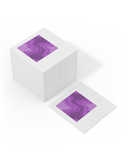 Wavey Purple Wavey White Coined Napkins, 4.8" x 4.8"