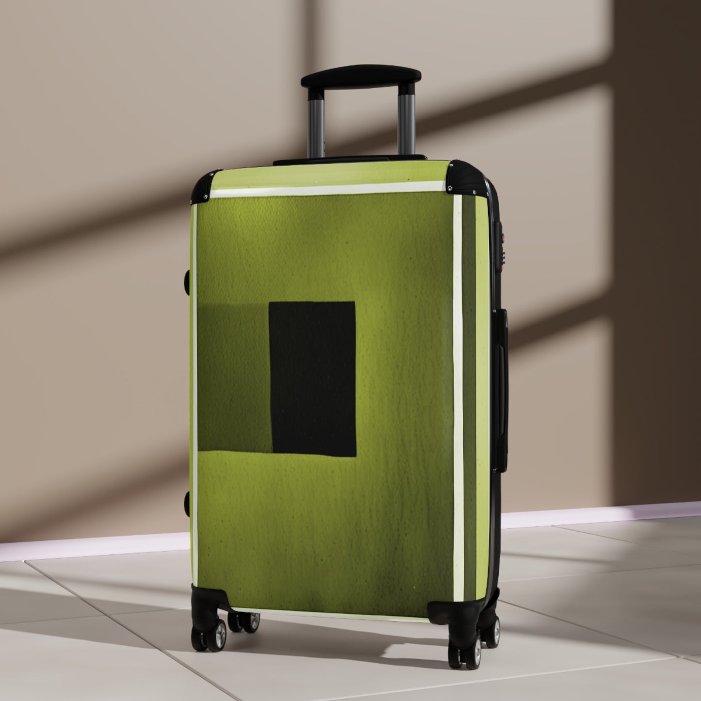 Lemongrass Shadow Medium Suitcase with built in lock, 4 double-wheels, telescopic handle, and ABS back hard-shell