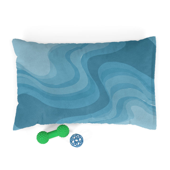 Sky Blue Wavey 28" × 18" Pet Bed