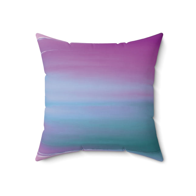 Dark Blue Green Sea Purple Fog 18" x 18" Faux Suede Square Pillow