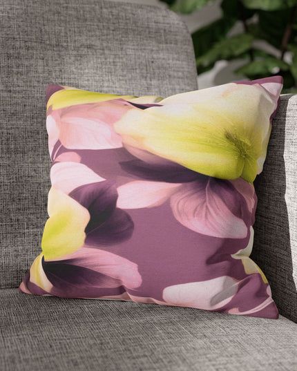 Lemon Blossom Floral Bunch Spun Polyester Square Pillowcase, 14" x 14"