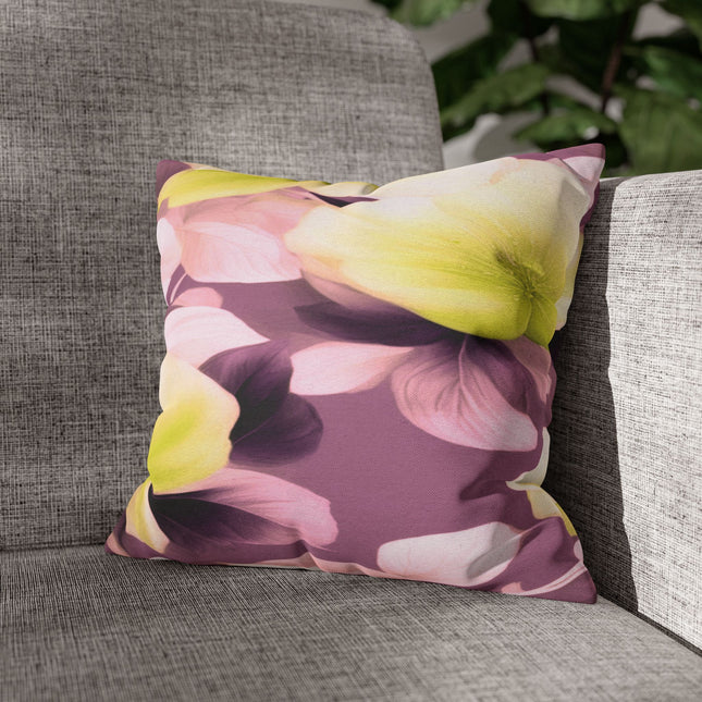 Lemon Blossom Floral Bunch Spun Polyester Square Pillowcase, 14" x 14"