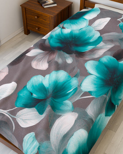 Tif Green Gray Floral Bunch Velveteen Plush Blanket, 60" x 80"