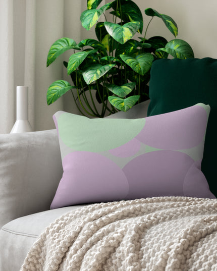 Pastel Lavender Purple and Soft Green Patches Spun Polyester Lumbar Pillow, 20" x 14"