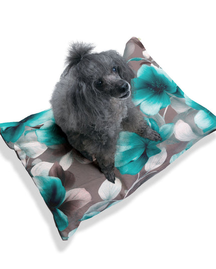 Tif Green Gray Floral Bunch Pet Bed, 28" × 18"