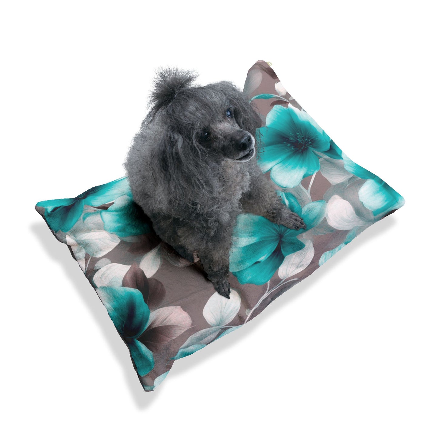 Tif Green Gray Floral Bunch Pet Bed, 28" × 18"