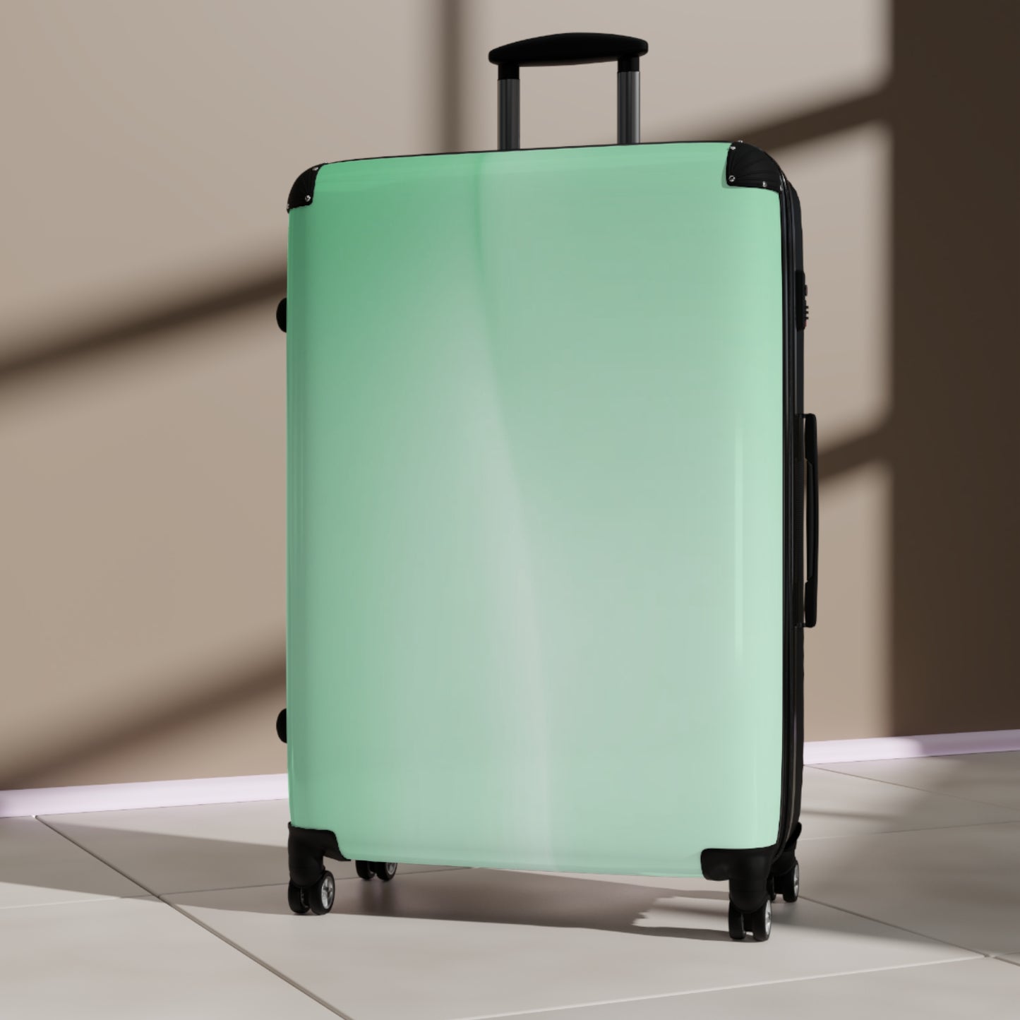 Mint Fade Large Suitcase with built in lock, 4 double-wheels, telescopic handle, and ABS back hard-shell