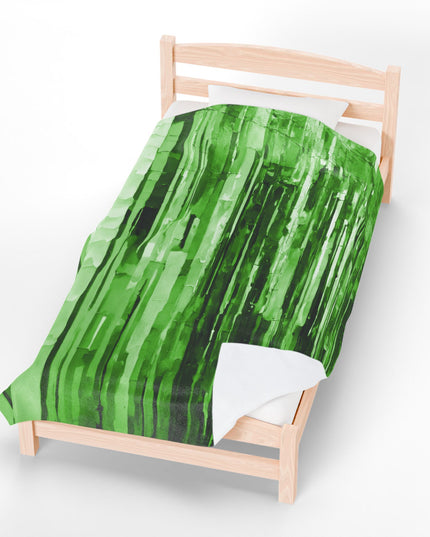 Striped Mint Pastel Velveteen Plush Blanket, 60" x 80"