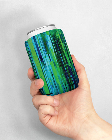 Striped Blue Green 12 oz Can Cooler Sleeve