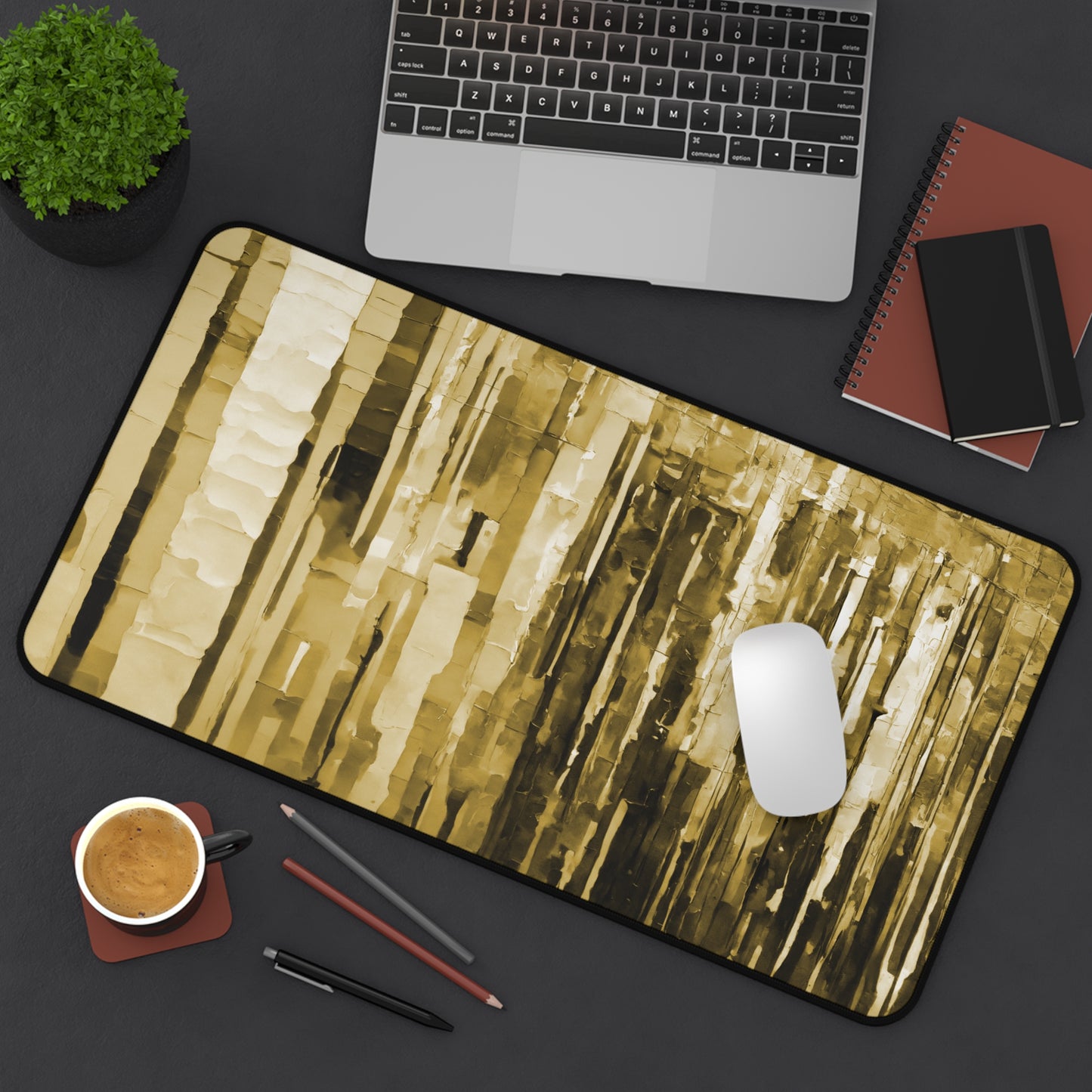 Striped Light Brown 12" x 22" Desk Mat