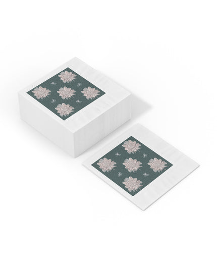 Soft White Floral Butterflies White Coined Napkins, 6.5" x 6.5"