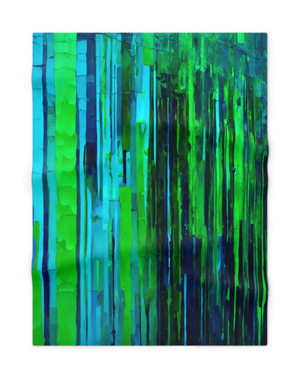 Striped Blue Green Fleece Baby Blanket, 30" x 40"