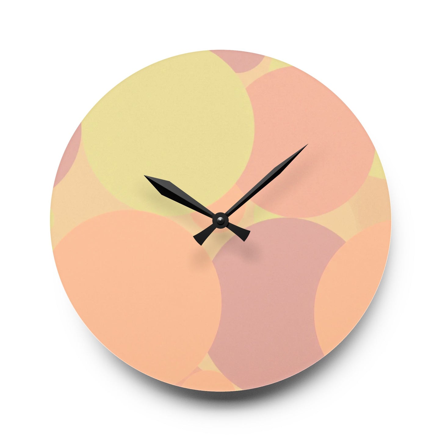 Pastel Hot Peach Patches Acrylic Wall Clock, Round or Square, 10.75" x 10.75"