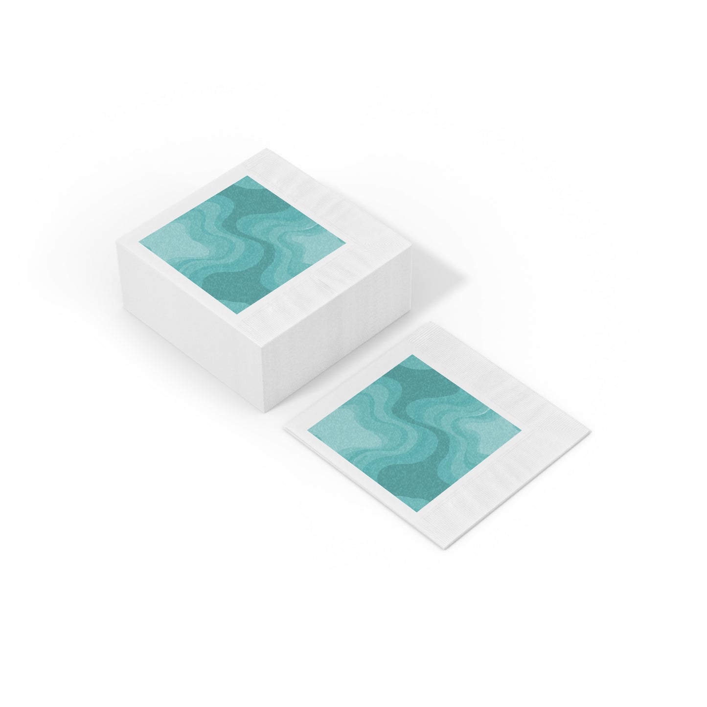 Tif Green Wavey White Coined Napkins, 6.5" x 6.5"