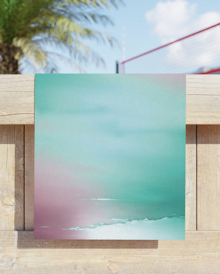 Green Sea Lavender Fog Beach Towel, 18" x 27"