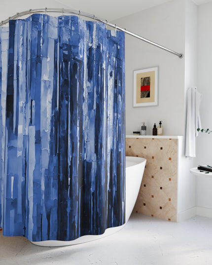 Striped Deep Blue Shower Curtains, 71" x 74"