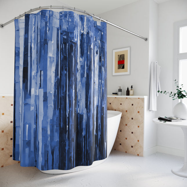 Striped Deep Blue Shower Curtains, 71" x 74"