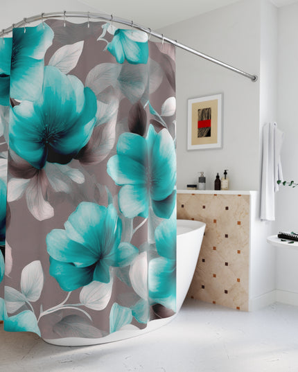 Tif Green Gray Floral Bunch Shower Curtains, 71" x 74"