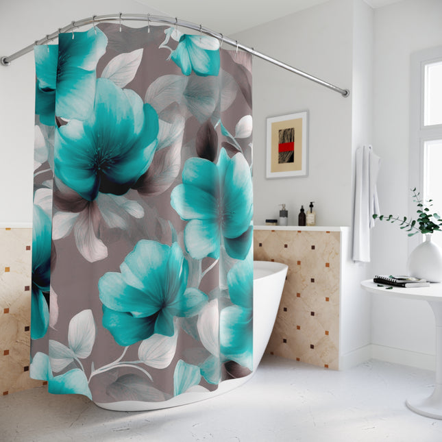 Tif Green Gray Floral Bunch Shower Curtains, 71" x 74"