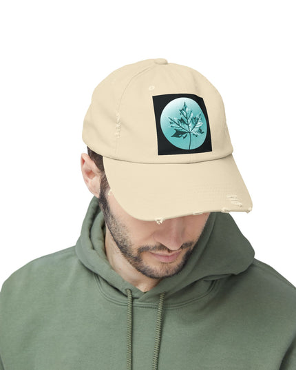 Tif Green Maple Leaf Unisex Distressed Cap