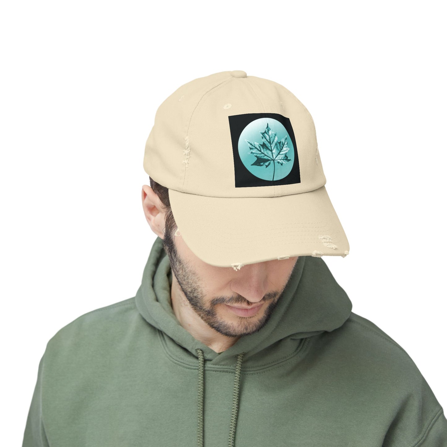 Tif Green Maple Leaf Unisex Distressed Cap