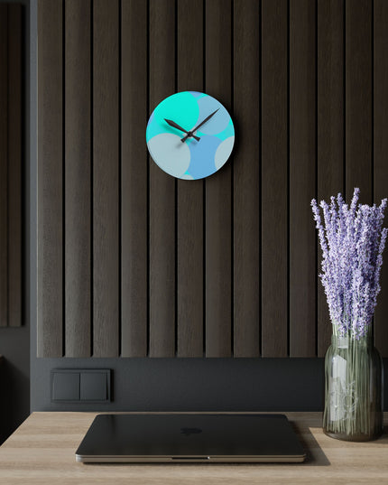 Pastel Tan and Tif Patches Acrylic Round Wall Clock, 8" x 8"