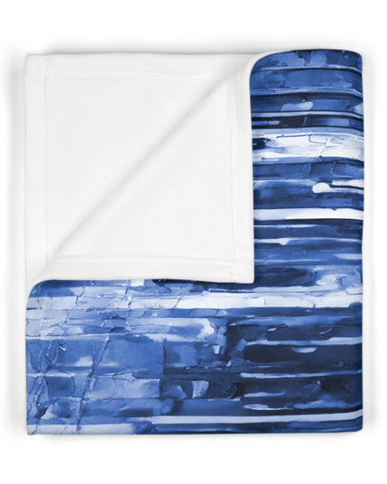 Striped Deep Blue Soft Fleece Baby Blanket, 30" x 40"