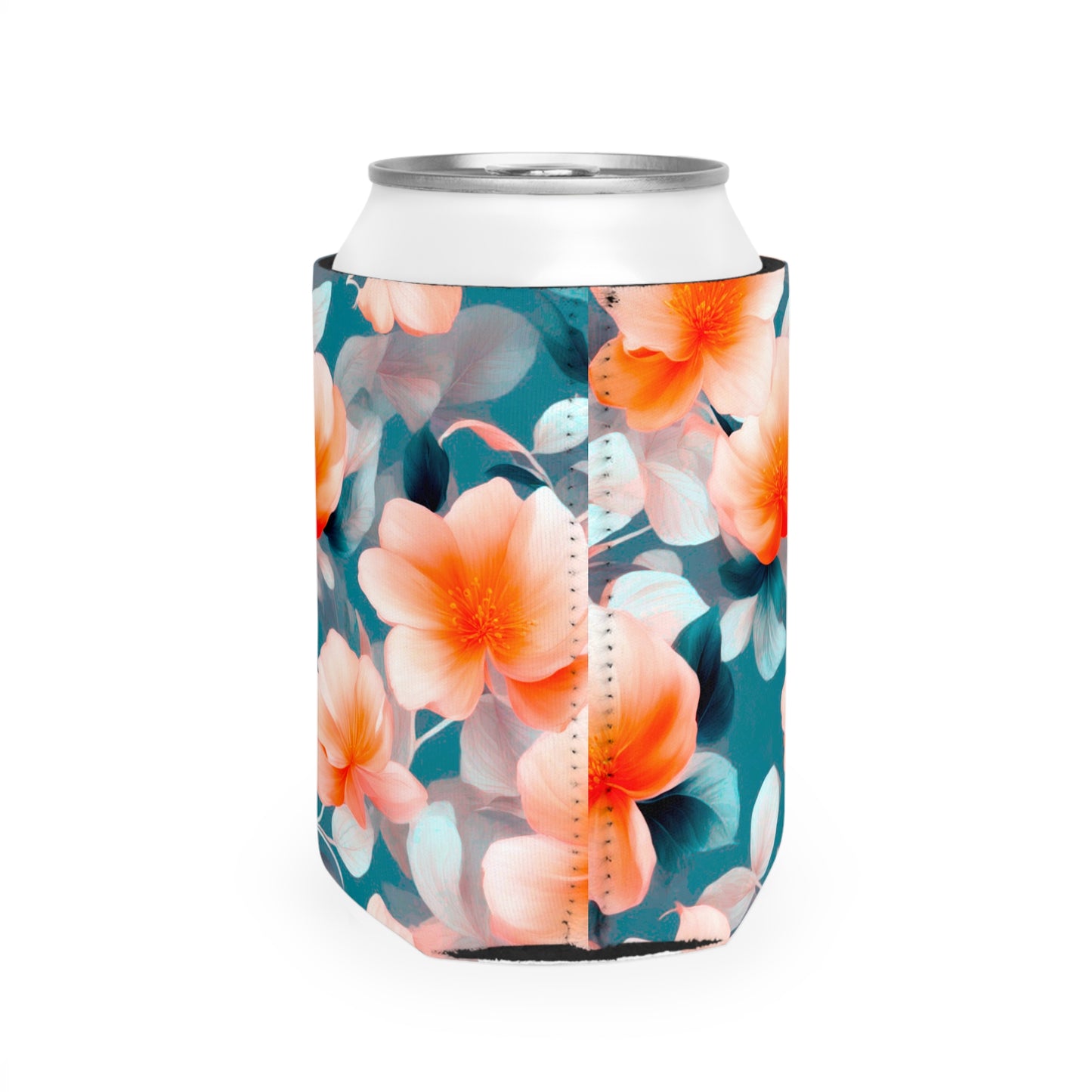 Orange Blossom Floral Bunch 12 oz Can Cooler Sleeve