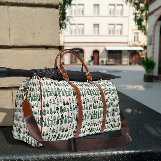 Mini Vintage Green Trees Waterproof Travel Bag, 20' x 12'