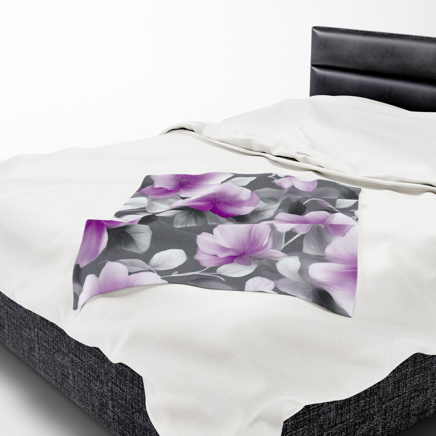 Purple Blossom Floral Bunch Velveteen Plush Blanket, 30" x 40"