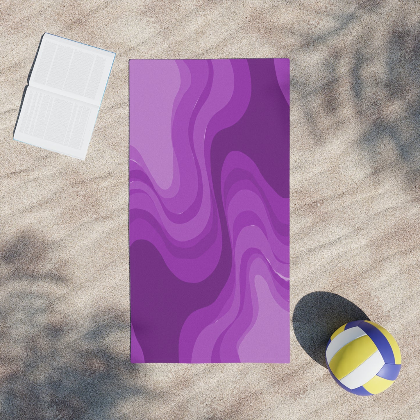 Wavey Purple Wavey Beach Towel, 24" x 44"