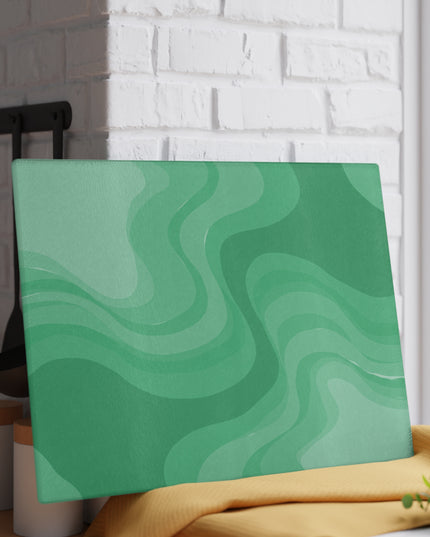 Mint Green Wavey Glass Cutting Board, 11" x 15"