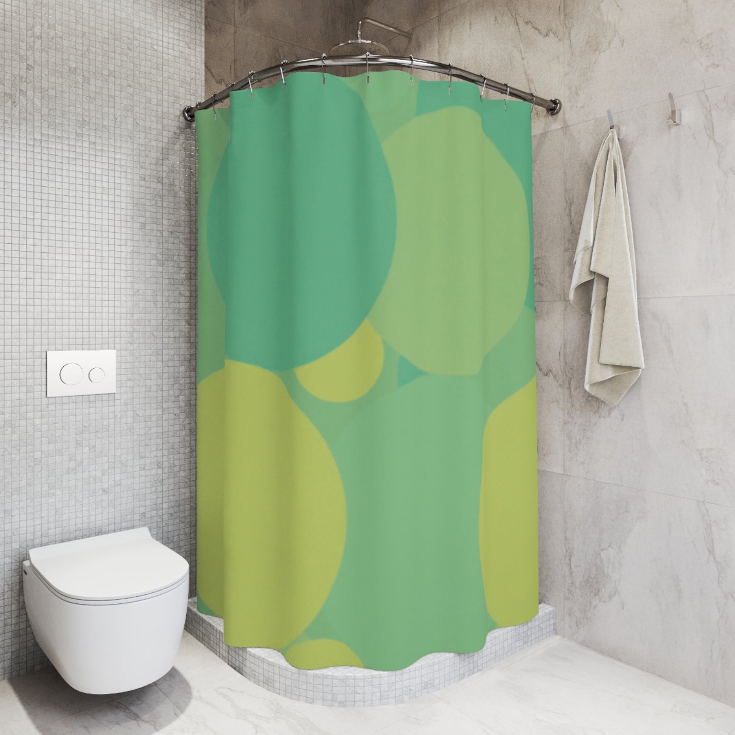 Pastel Green Patches Shower Curtains, 71" x 74"