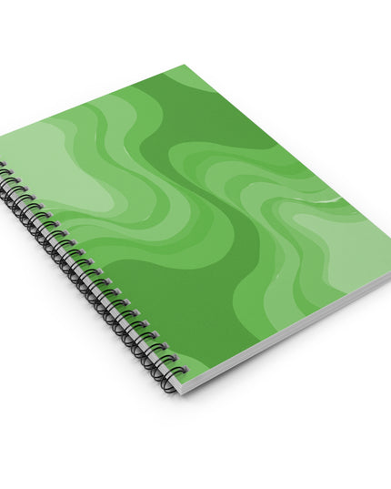 Greenie Meanie Wavey Spiral Notebook - Ruled Line, 6" x 8", 118 pages