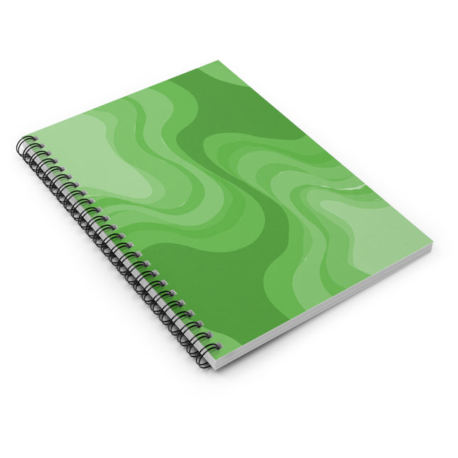 Greenie Meanie Wavey Spiral Notebook - Ruled Line, 6" x 8", 118 pages
