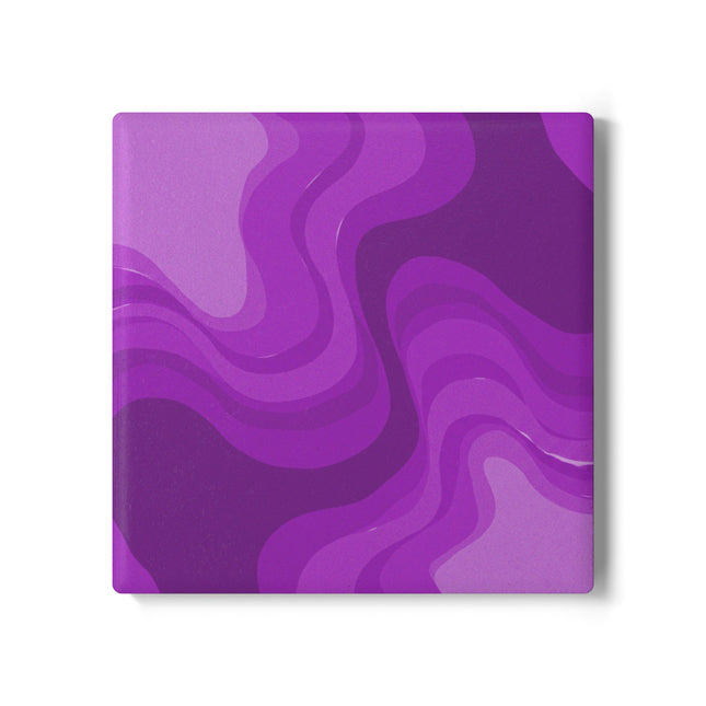 Wavey Purple Wavey 4" x 4" Square Ceramic Coaster