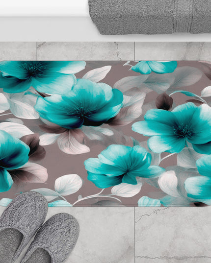 Tif Green Gray Floral Bunch 34" x 21" Bath Mat