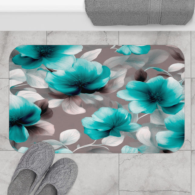 Tif Green Gray Floral Bunch 34" x 21" Bath Mat