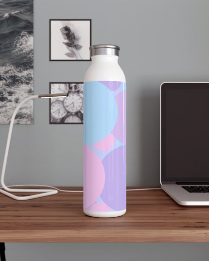 Pastel Purple and Mauve Patches Slim Water Bottle, 20 oz White