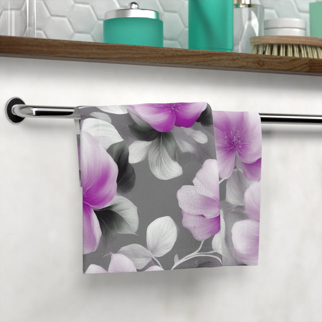 Purple Blossom Floral Bunch Face Towel, 13" x 13"