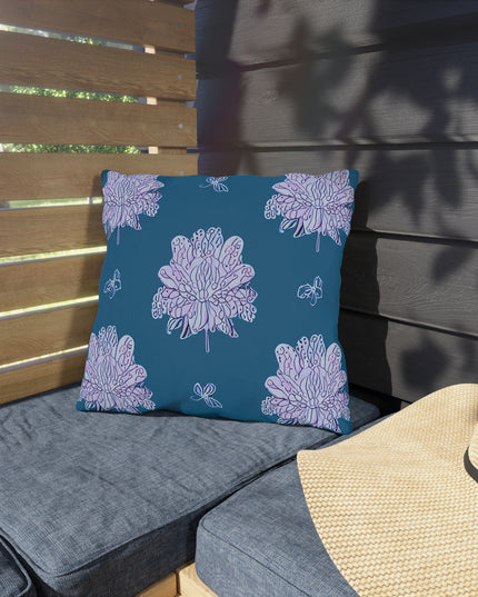 Lavender Floral Butterflies 16" x 16" Outdoor Pillow