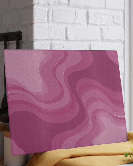 Pinky Mauve Wavey Glass Cutting Board, 11" x 15"