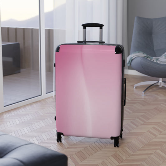 Pink Blush Fade Large Suitcase with built in lock, 4 double-wheels, telescopic handle, and ABS back hard-shell